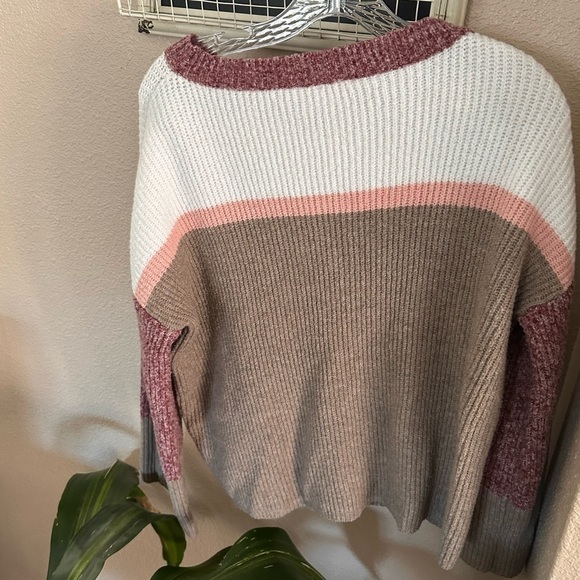 PINK Lily Mocha/White Colorblock Sweater - Picture 4 of 6